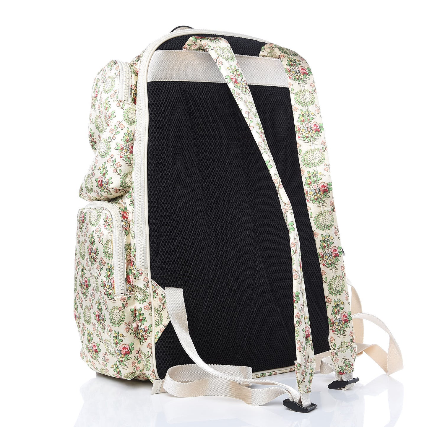 X MLB Satin Floral Print NY Yankees Patch Backpack Ivory Green