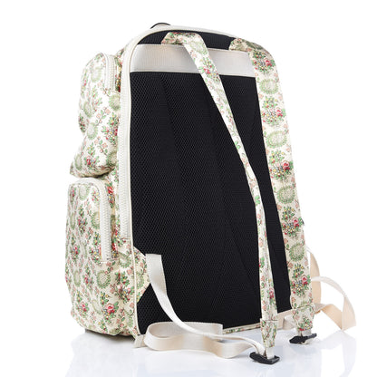 Gucci X MLB Satin Floral Print NY Yankees Patch Backpack Ivory Green 3 of 11