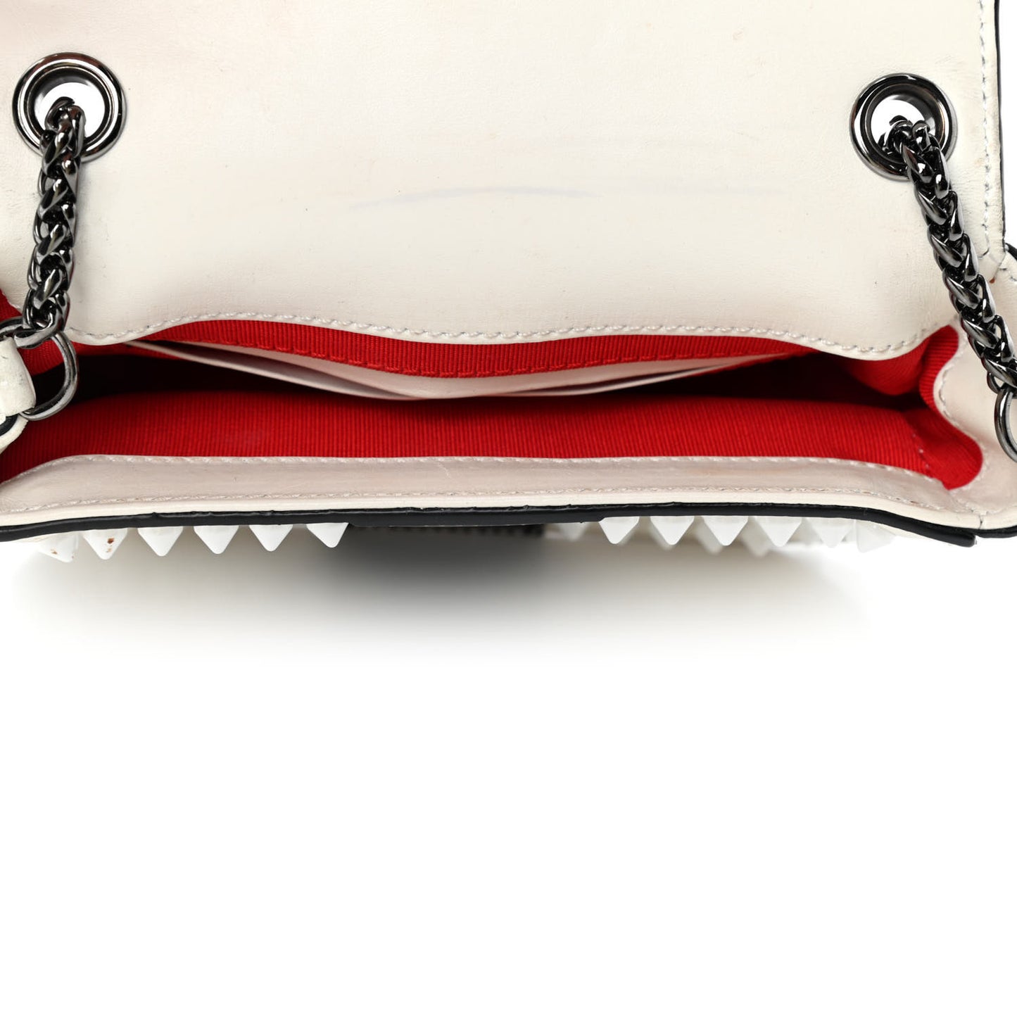 Calfskin Spikes Sweety Charity Shoulder Bag White Black
