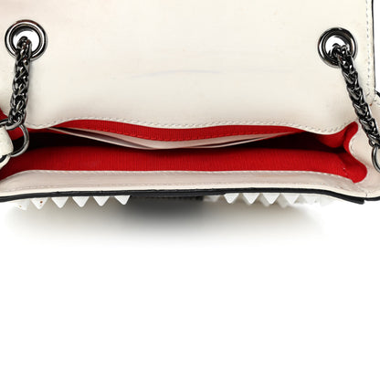Christian Louboutin Calfskin Spikes Sweety Charity Shoulder Bag White Black 4 of 5