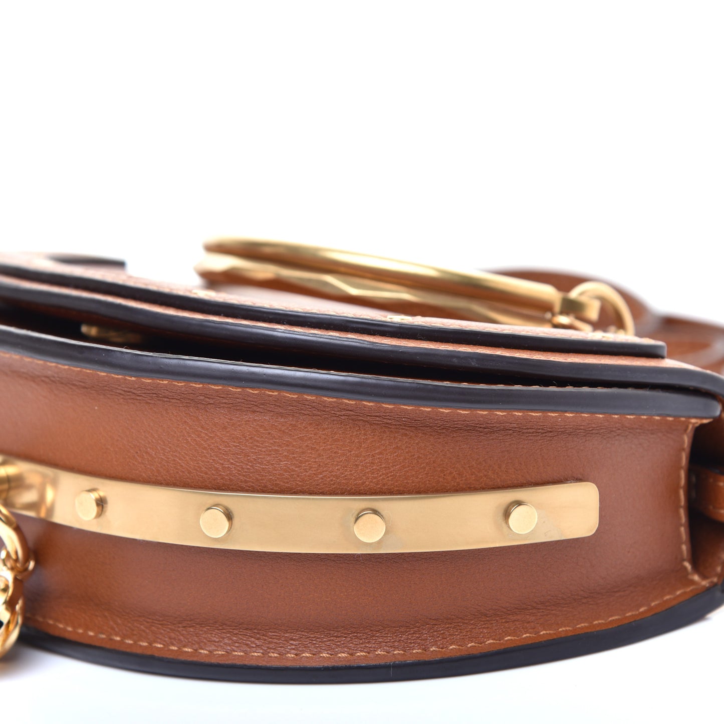Calfskin Small Nile Bracelet Minaudiere Bag Caramel
