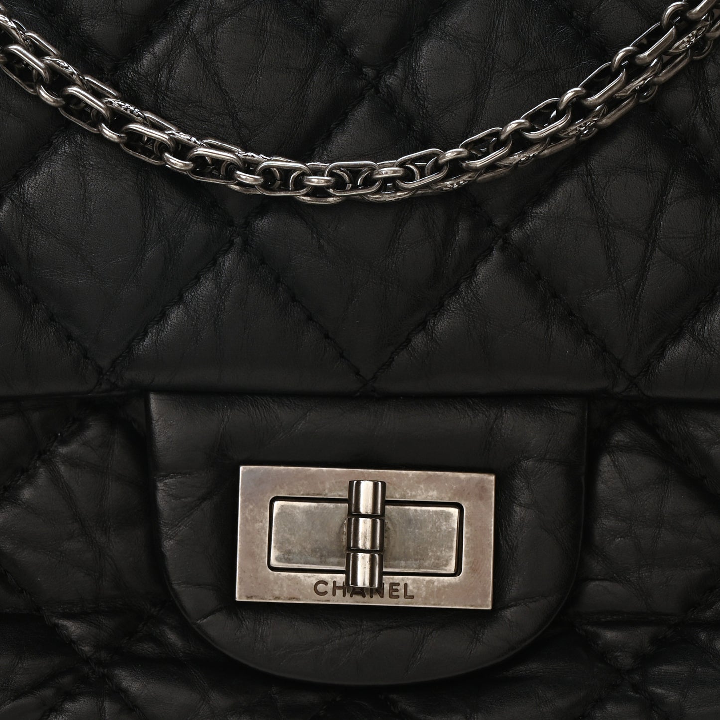 Aged Calfskin Quilted 2.55 Reissue 227 Flap Black