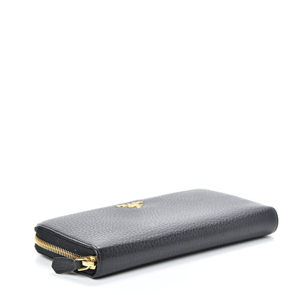 Prada Vitello Daino Zip Around Wallet Black 3 of 10