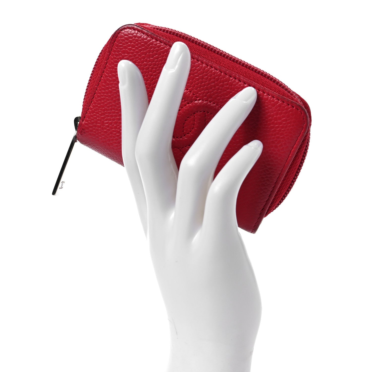 Chanel Caviar Timeless CC Zip Around Coin Purse Red 2 of 10