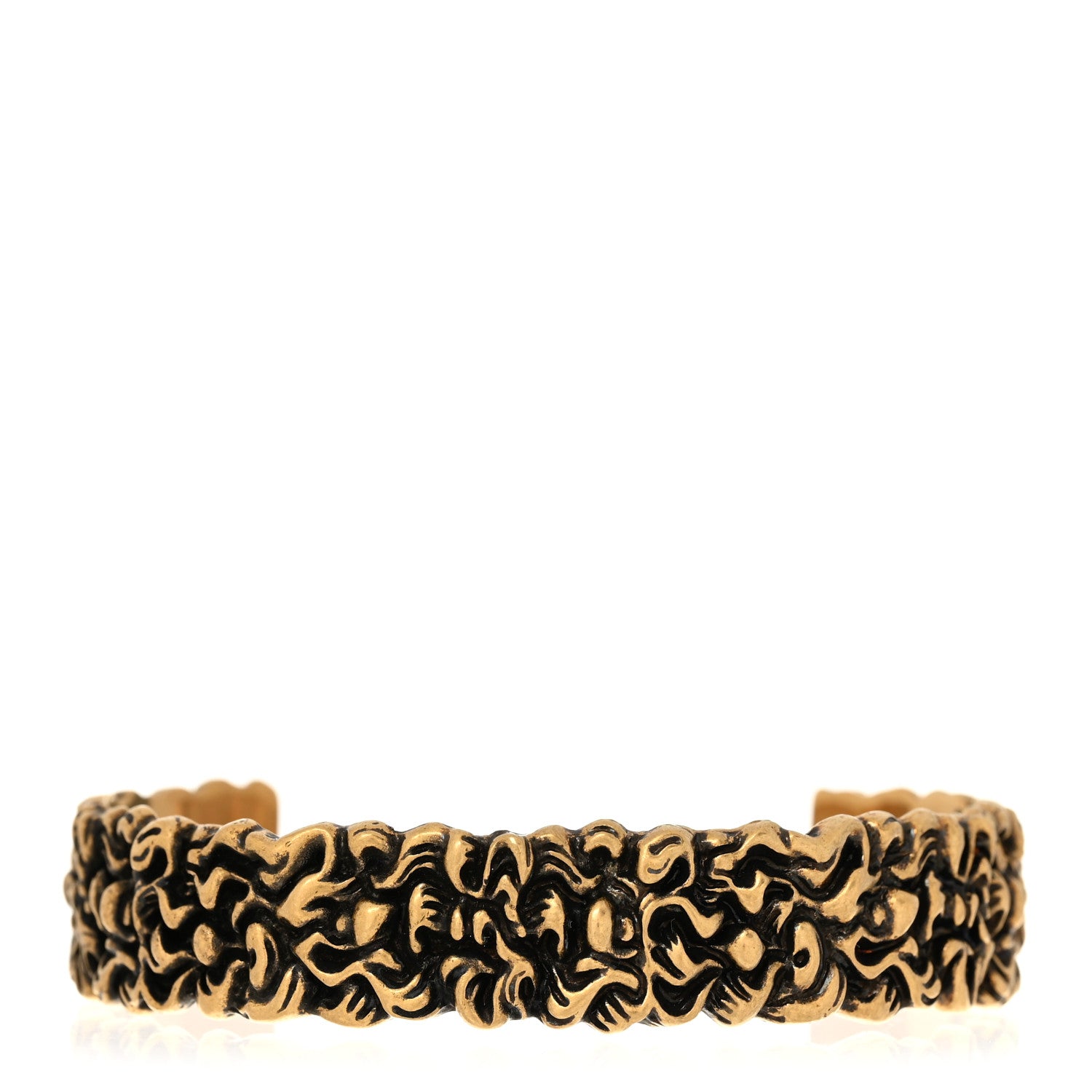 Gucci Metal Lion Mane Cuff Bracelet S Aged Gold 1 of 5