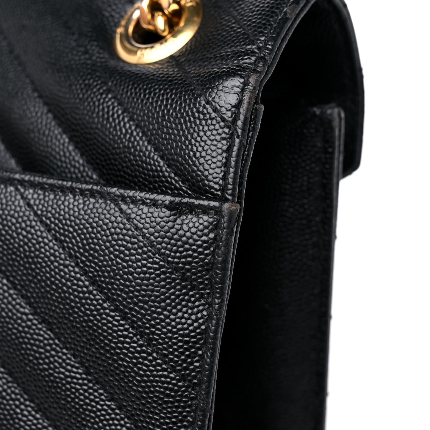 Grain De Poudre Matelasse Chevron Large Monogram Satchel Black