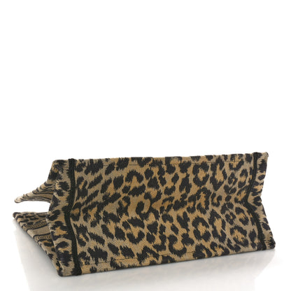 Christian Dior Canvas Mizza Embroidered Medium Leopard Book Tote Beige 3 of 8