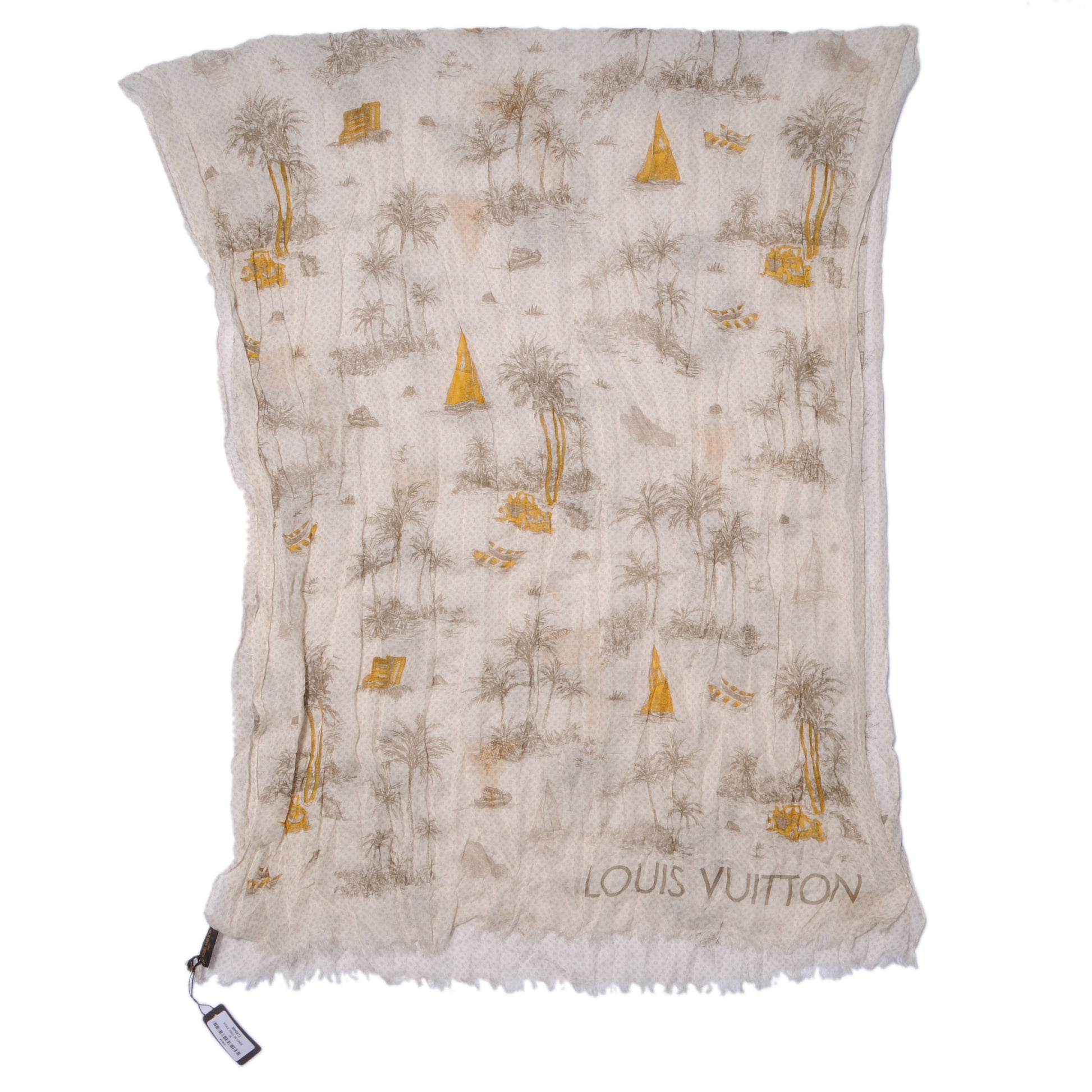 Louis Vuitton Cotton Linen Toile Etole De Louis Pareo Beige 4 of 8