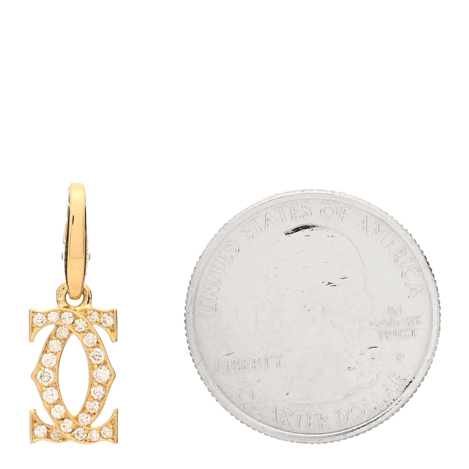 Cartier 18K Yellow Gold Diamond Logo Charm 2 of 3