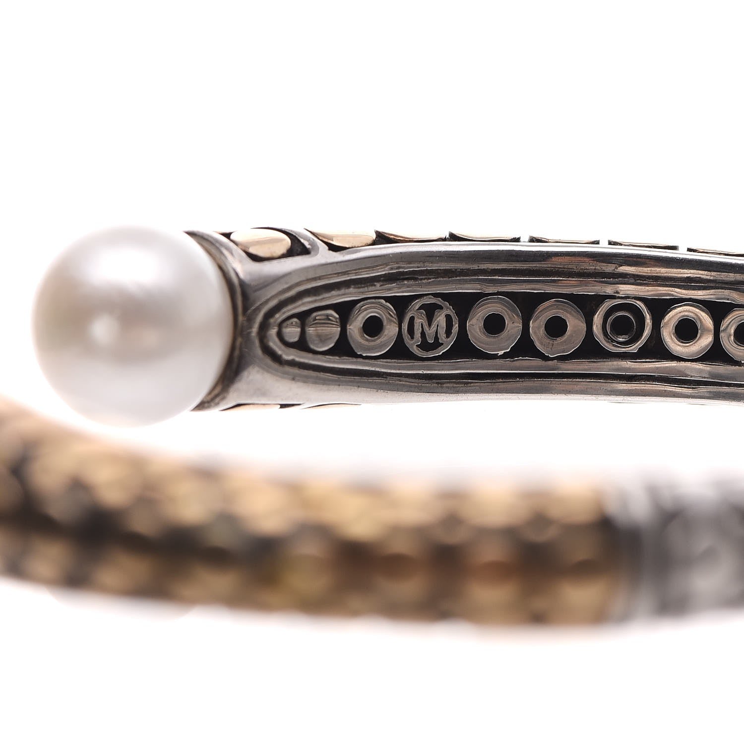 John Hardy Sterling Silver 18K Yellow Gold Pearl Dot Bangle 4 of 7