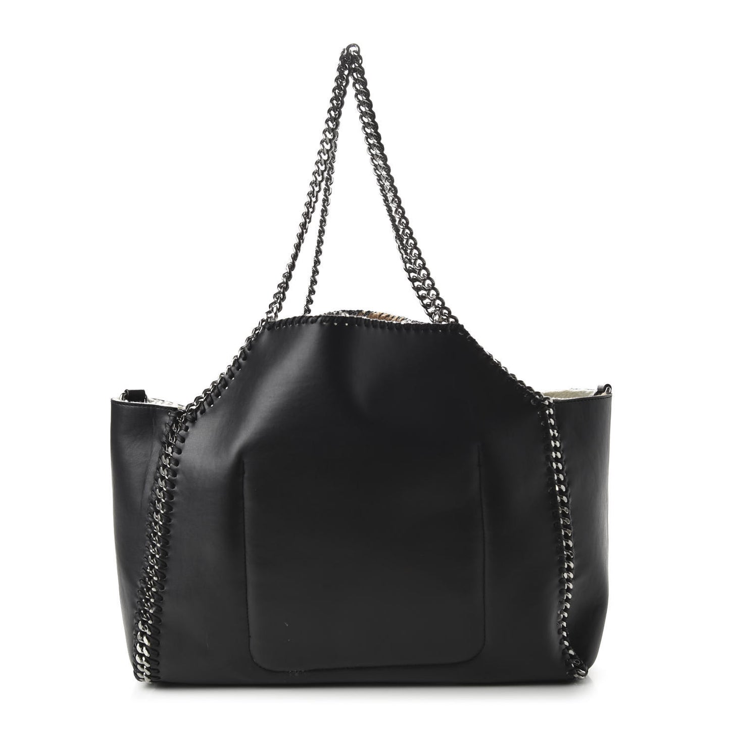 Eco Alter Nappa Shearling Leopard Print Falabella Reversible Tote Black