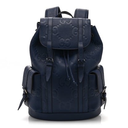 Gucci Piuma Calfskin Jumbo GG Embossed Double Buckle Backpack Navy 1 of 11