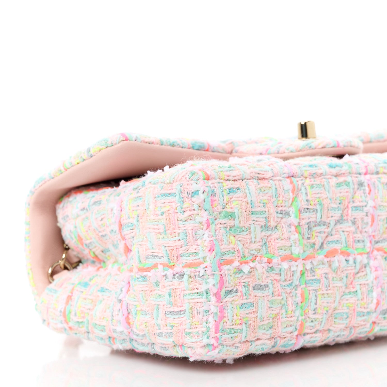 Chanel Tweed Quilted Mini Rectangular Flap Pink Green Orange Purple 10 of 13