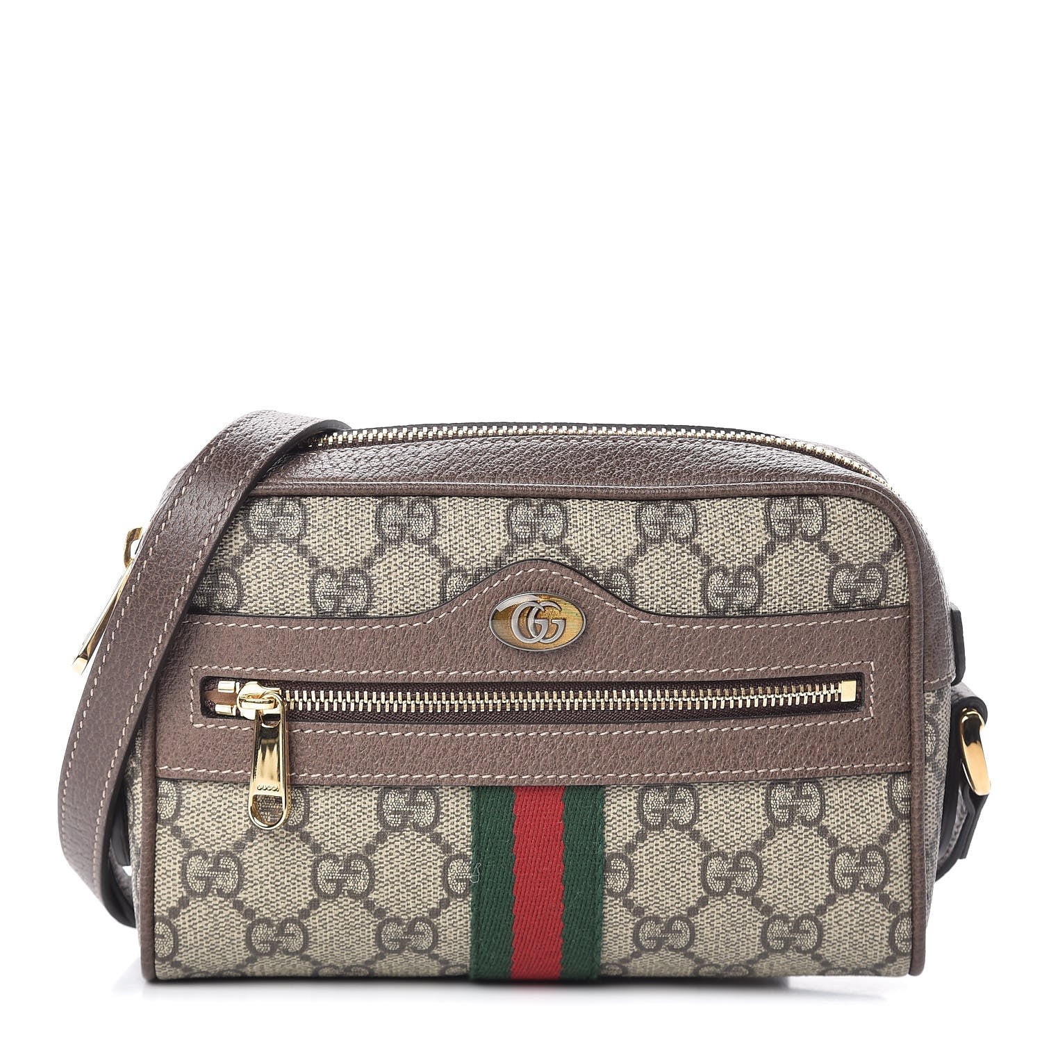 Gucci GG Supreme Monogram Web Mini Ophidia Shoulder Bag Brown 1 of 12