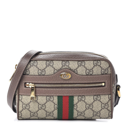 Gucci GG Supreme Monogram Web Mini Ophidia Shoulder Bag Brown 1 of 12