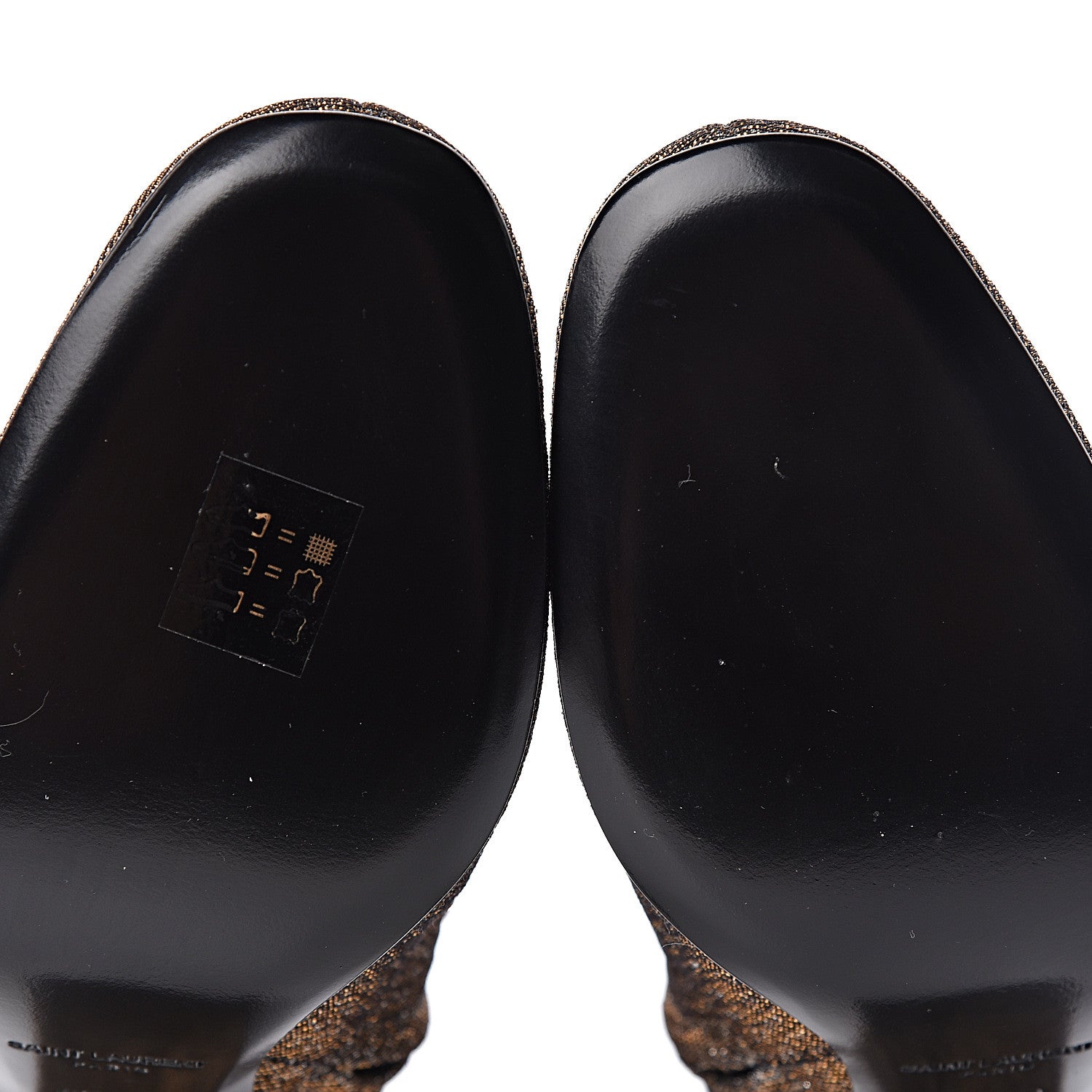 Saint Laurent Glitter Babies Zip Boots 36.5 Black Gold 10 of 11