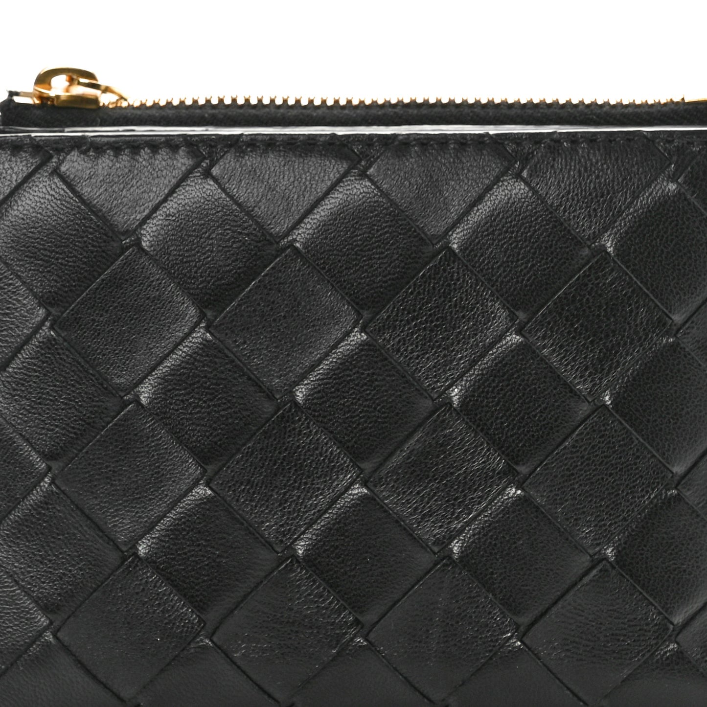 Nappa Intrecciato Small Bi-Fold Zip Wallet Black