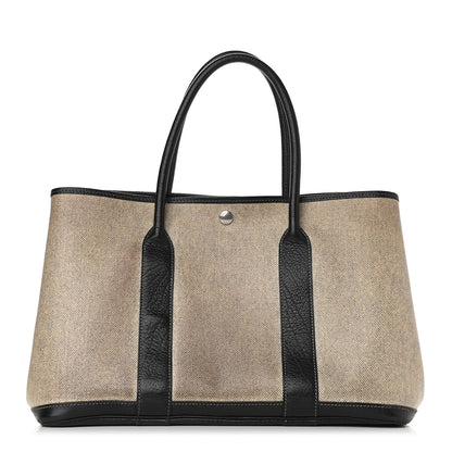 Hermes Toile Buffle Skipper Garden Party 36 MM Tote Black 1 of 8