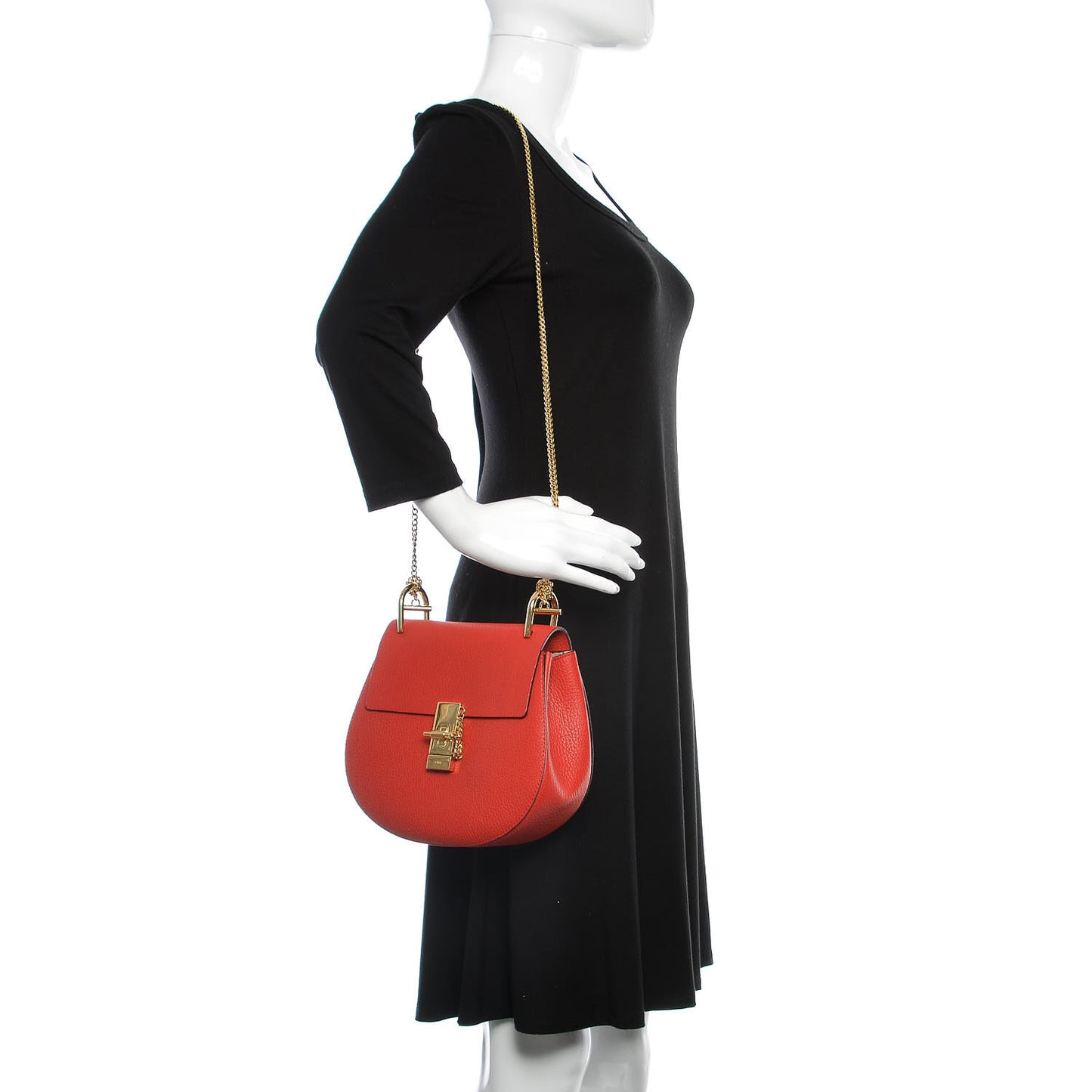 Grained Lambskin Drew Shoulder Bag Plaid Red