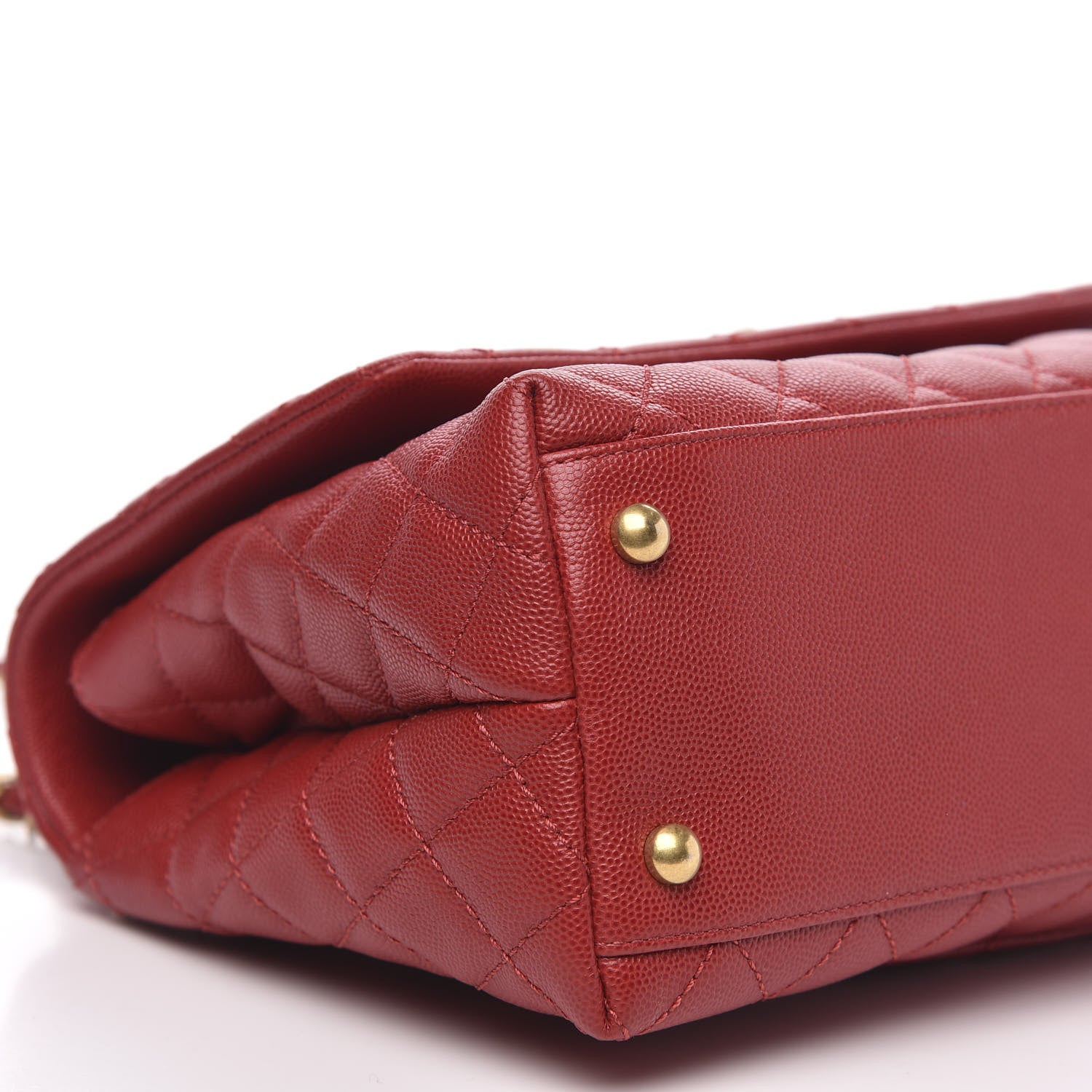 Chanel Caviar Quilted Small Coco Handle Flap Red 9 of 10