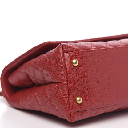 Chanel Caviar Quilted Small Coco Handle Flap Red 9 of 10