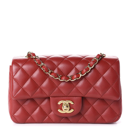 Chanel Lambskin Quilted Mini Rectangular Flap Red 1 of 11