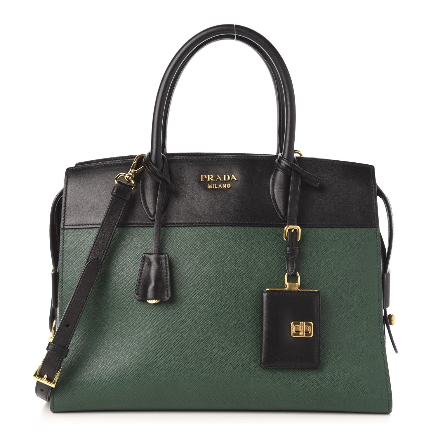 Prada Saffiano City Calf Medium Esplanade Tote Biliardo Black 1 of 15