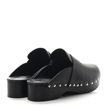Hermes Calfskin Calya Mules 38 Black 4 of 7