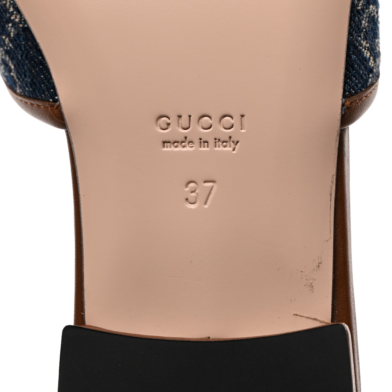 Gucci New Denim GG Monogram Miro Soft Calfskin Jolie Slide Sandals 37 Blue Tea Cuir Epilog 8 of 11