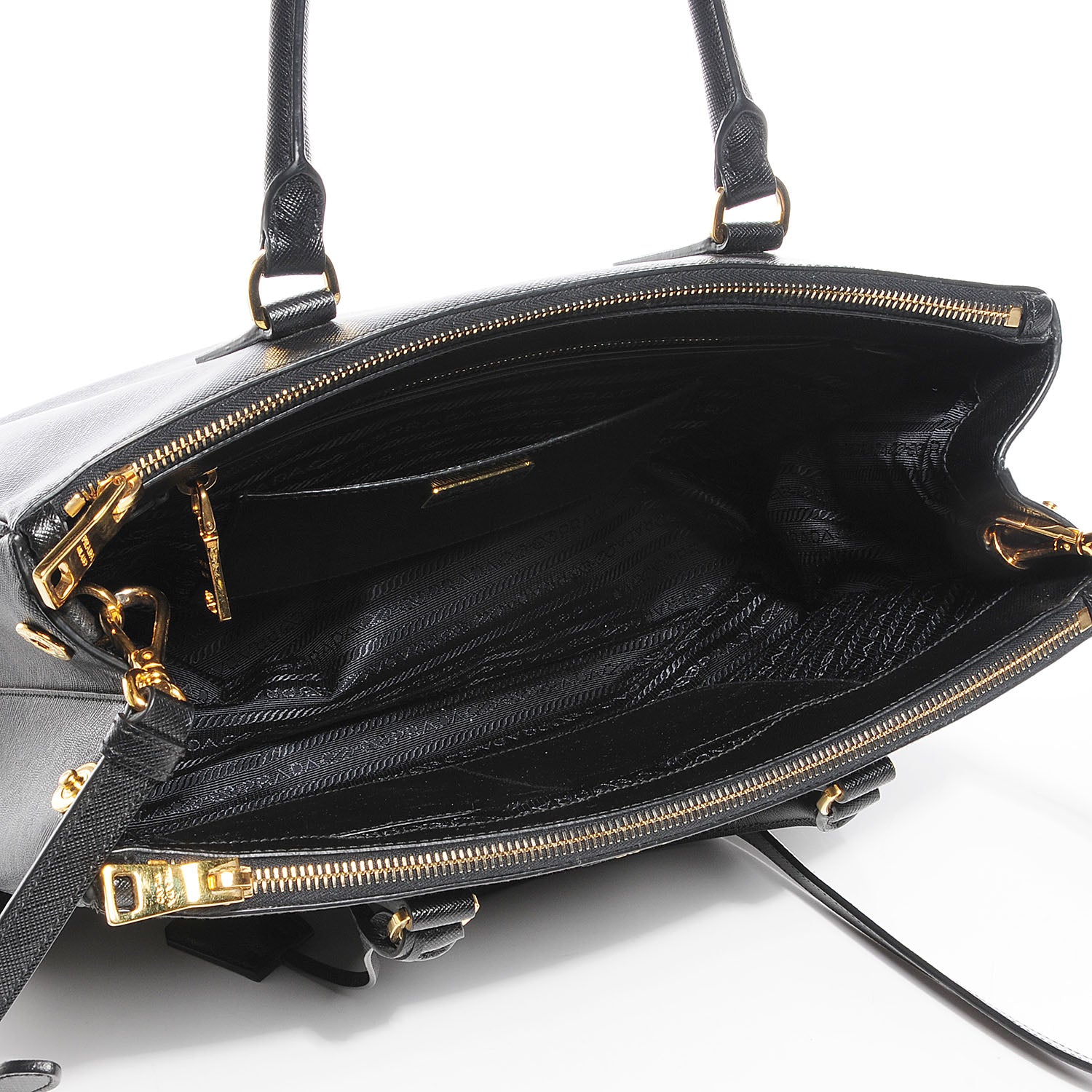 Prada Saffiano Lux Large Double Zip Tote Nero Black 5 of 12