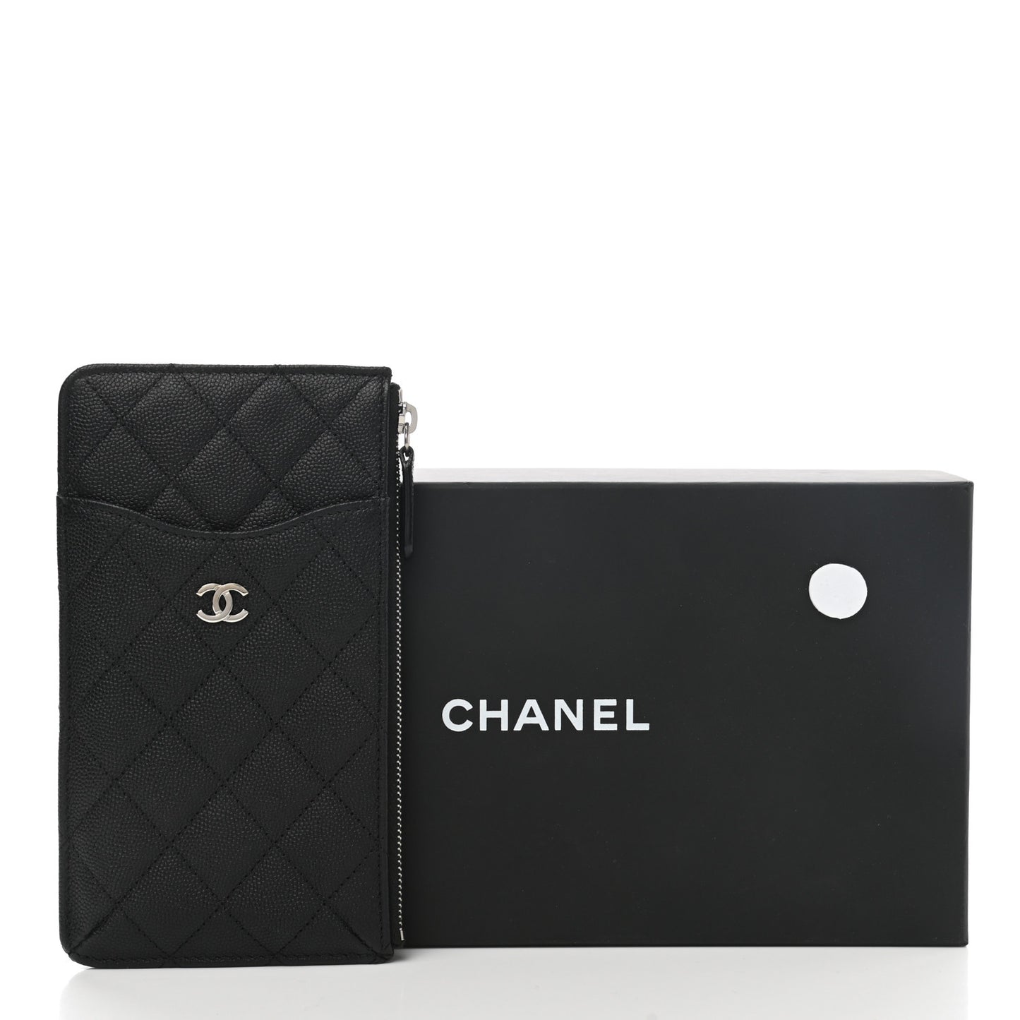 Caviar Quilted Classic Flat Wallet Pouch Black