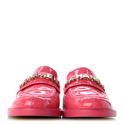 Chanel Patent Calfskin Logo Loafers 39.5 Pink 3 of 9