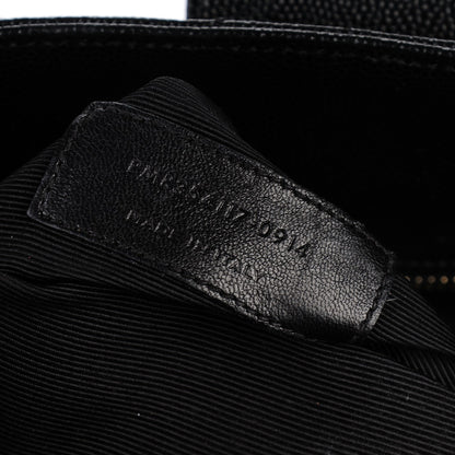 Saint Laurent Grain De Poudre Matelasse Chevron Monogram Shopping Bag Black 7 of 8