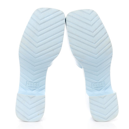 Gucci Rubber Gucci Logo Womens Platform 20/60mm Slide Sandals 37 Porcelain Light Blue 5 of 9