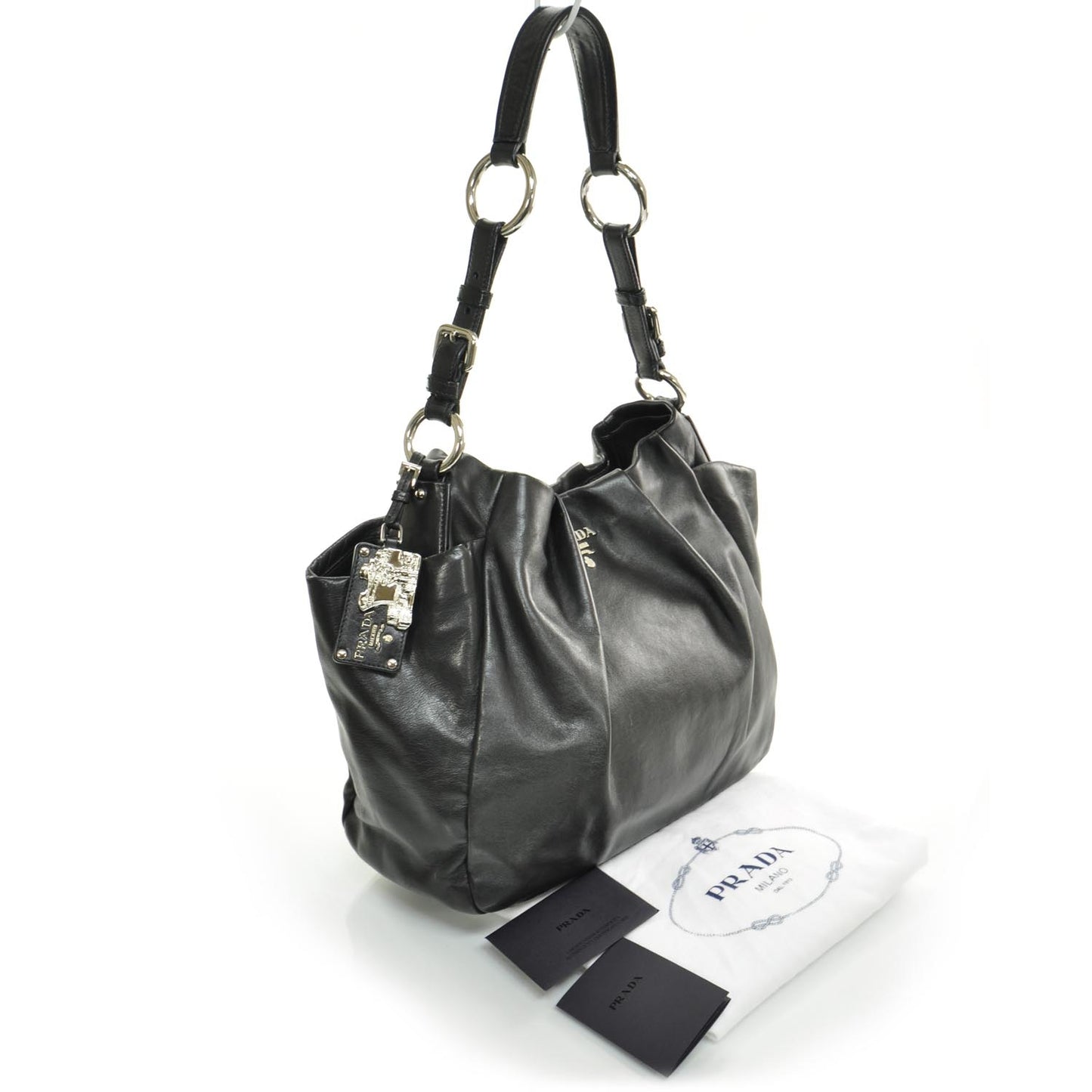 Soft Calf Pleated Hobo Nero Black
