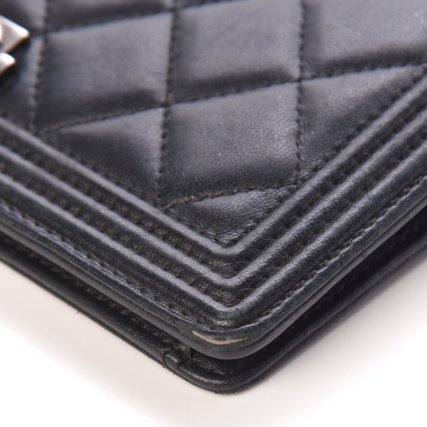 Lambskin Quilted Boy Yen Wallet Black