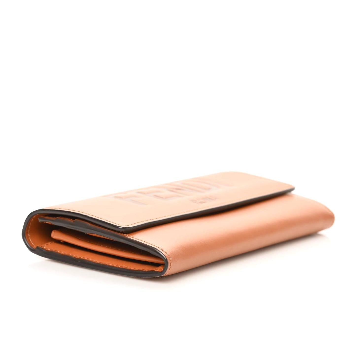 Vitello King Tamponato Logo Embossed Continental Wallet Cuoio