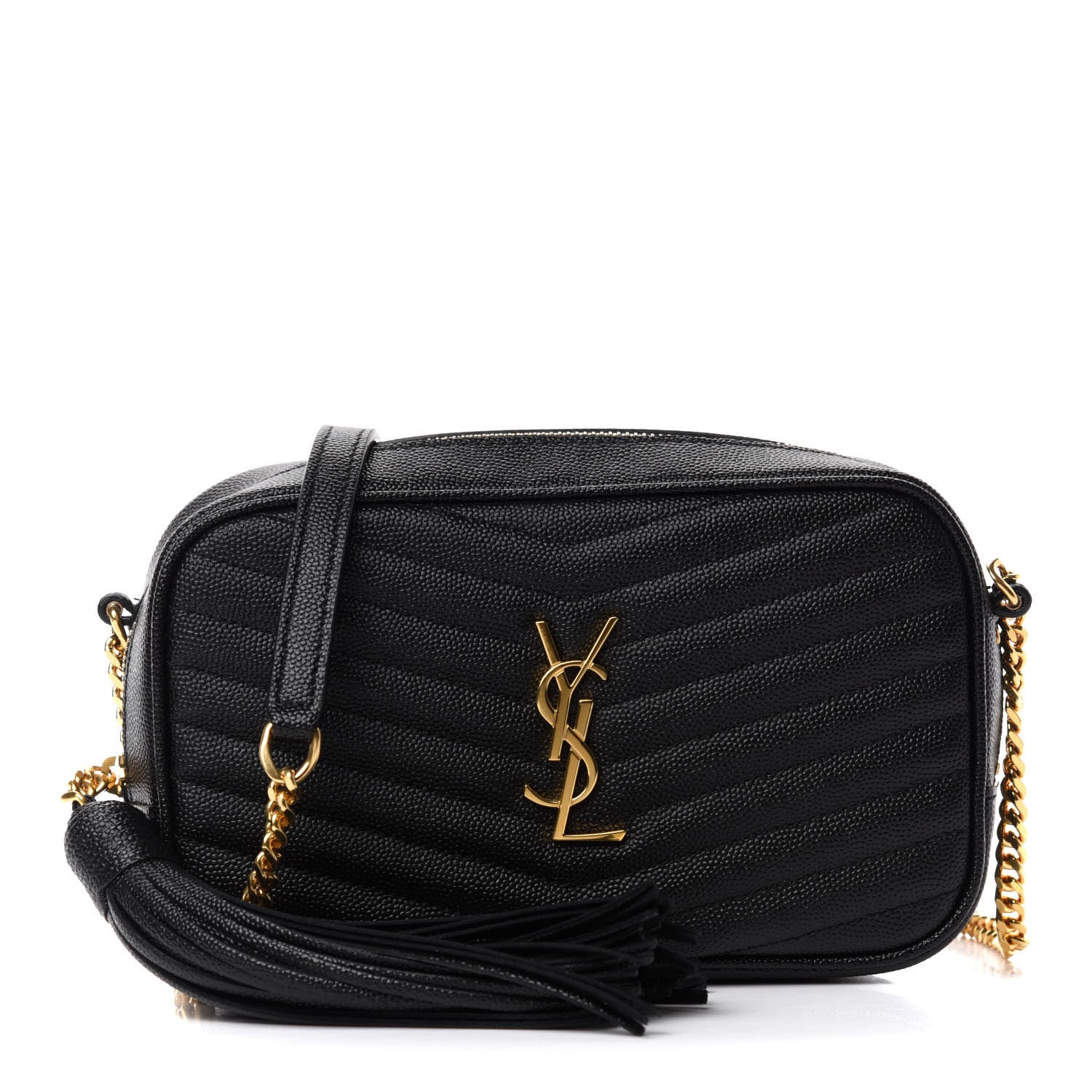 Saint Laurent Grain De Poudre Matelasse Monogram Mini Lou Camera Bag Black 1 of 11