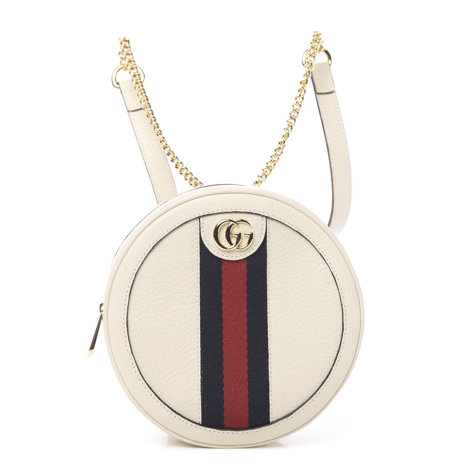 Gucci Textured Calfskin Web Mini Ophidia Round Backpack Mystic White 1 of 10