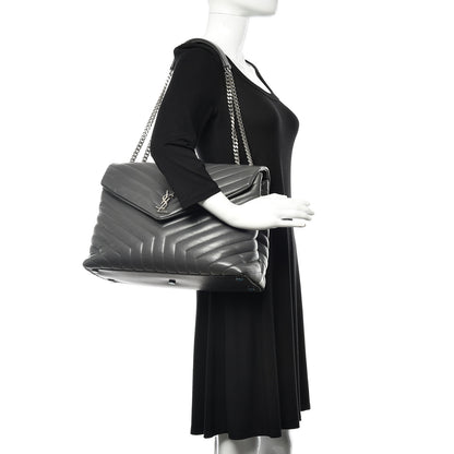 Saint Laurent Calfskin Y Quilted Monogram Large Loulou Chain Satchel Storm 2 of 10