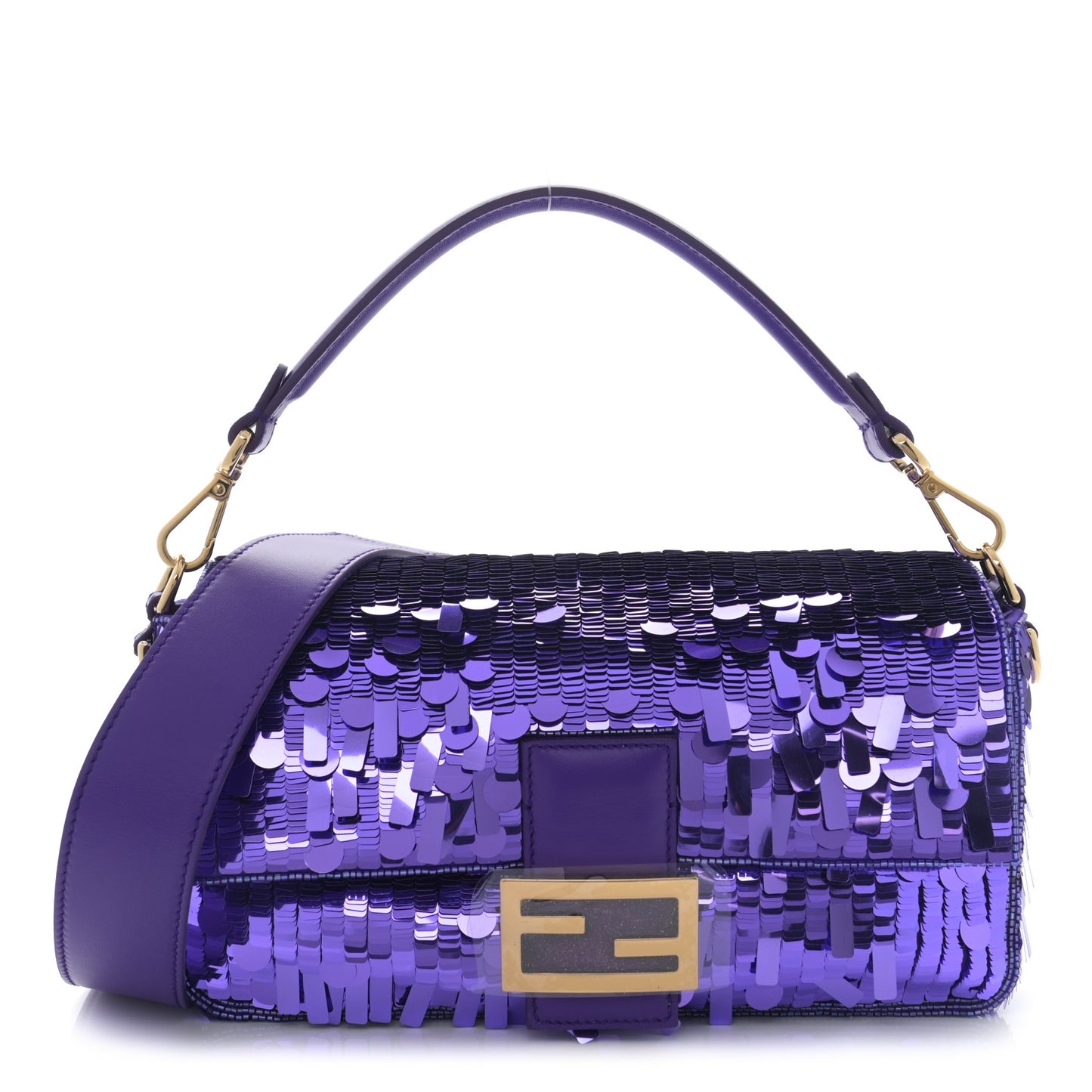 Sequin Paillettes Shiny Nappa Sex and the City Baguette Viola Purple Rain