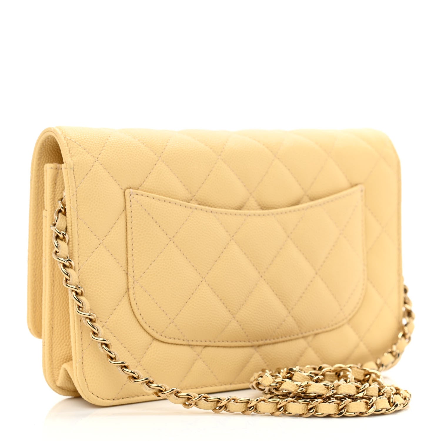 Chanel Caviar Quilted Wallet on Chain WOC Yellow 4 of 13