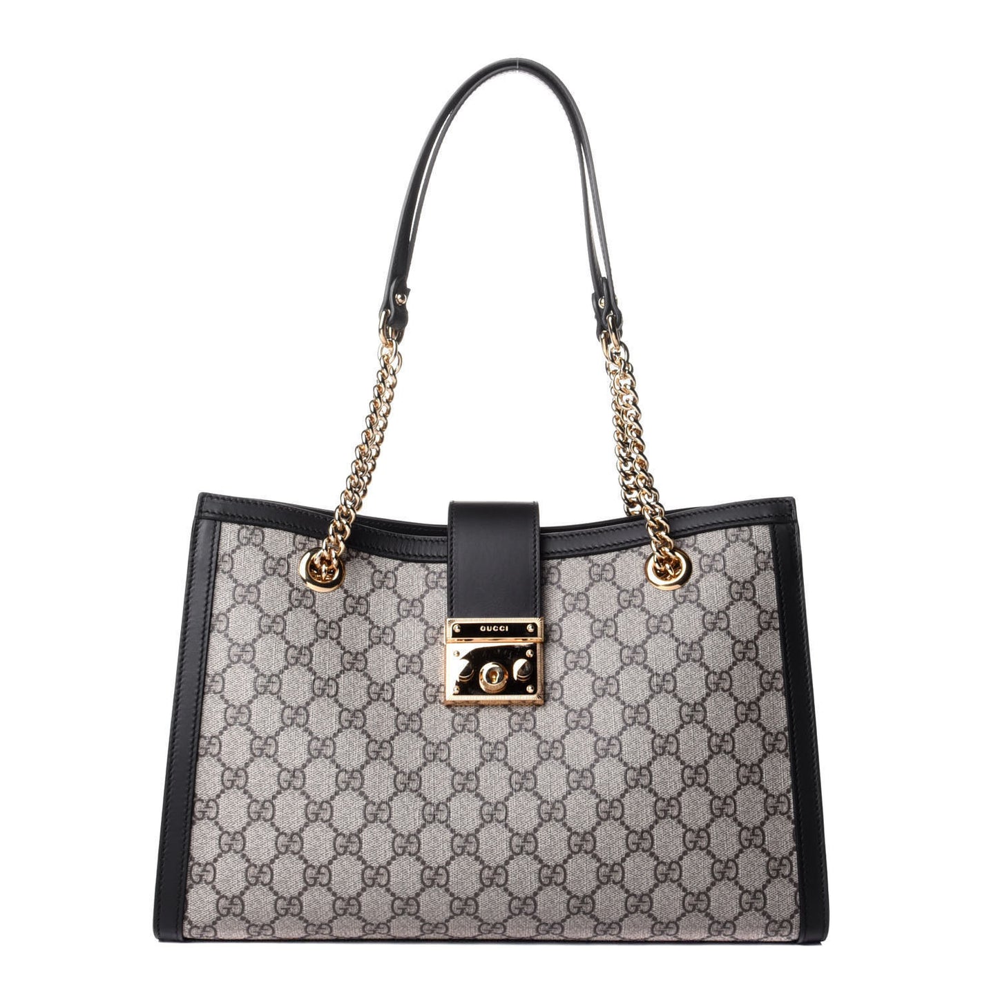 GG Supreme Monogram Medium Padlock Tote Black