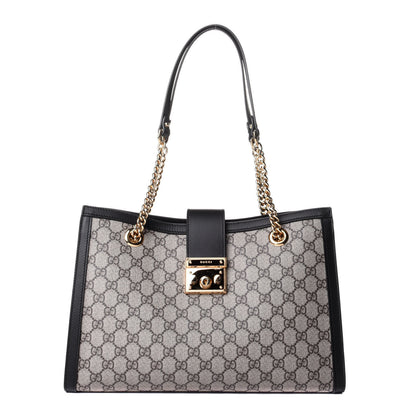 Gucci GG Supreme Monogram Medium Padlock Tote Black 1 of 10