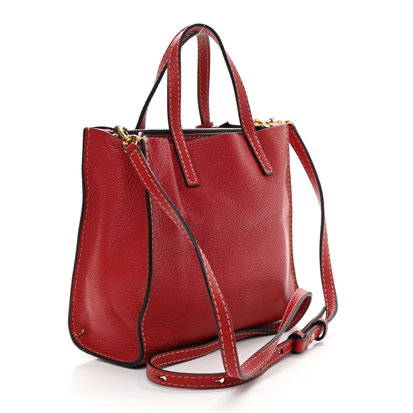 Pebbled Calfskin Mini Grind Tote Red