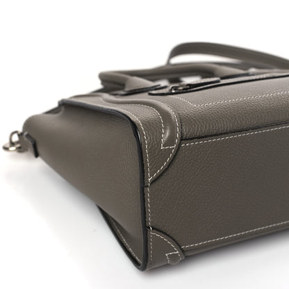 Celine Drummed Calfskin Nano Luggage Souris 8 of 9