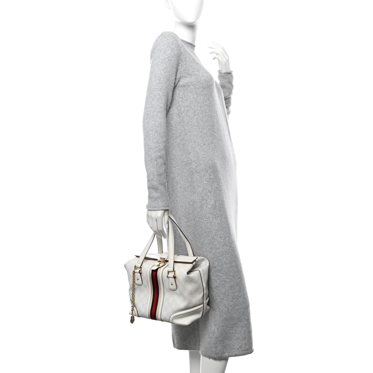 Gucci Monogram Web Treasure Boston Tote Ivory 2 of 15