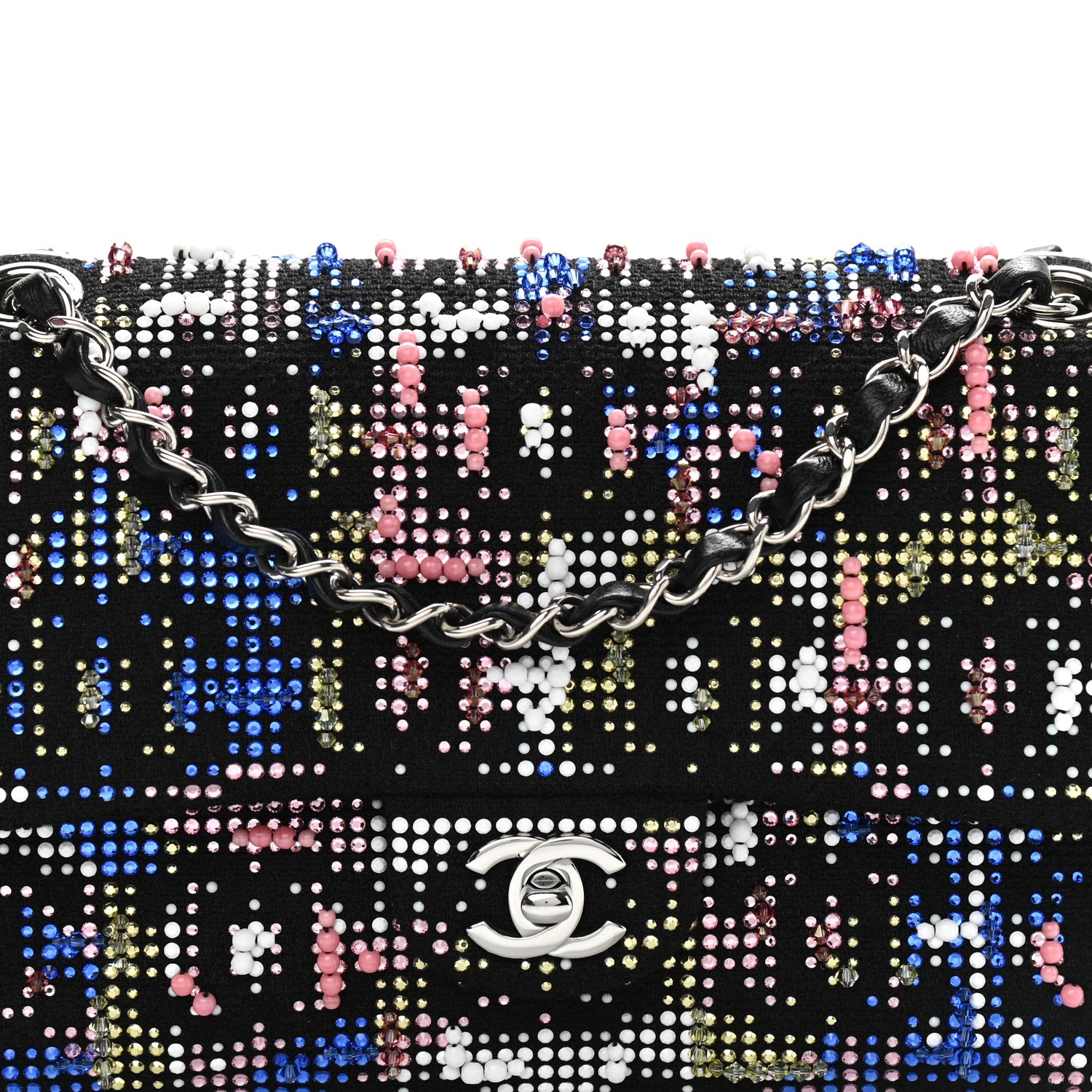 Chanel Crystal Tweed CC Medium Double Flap Black 8 of 10