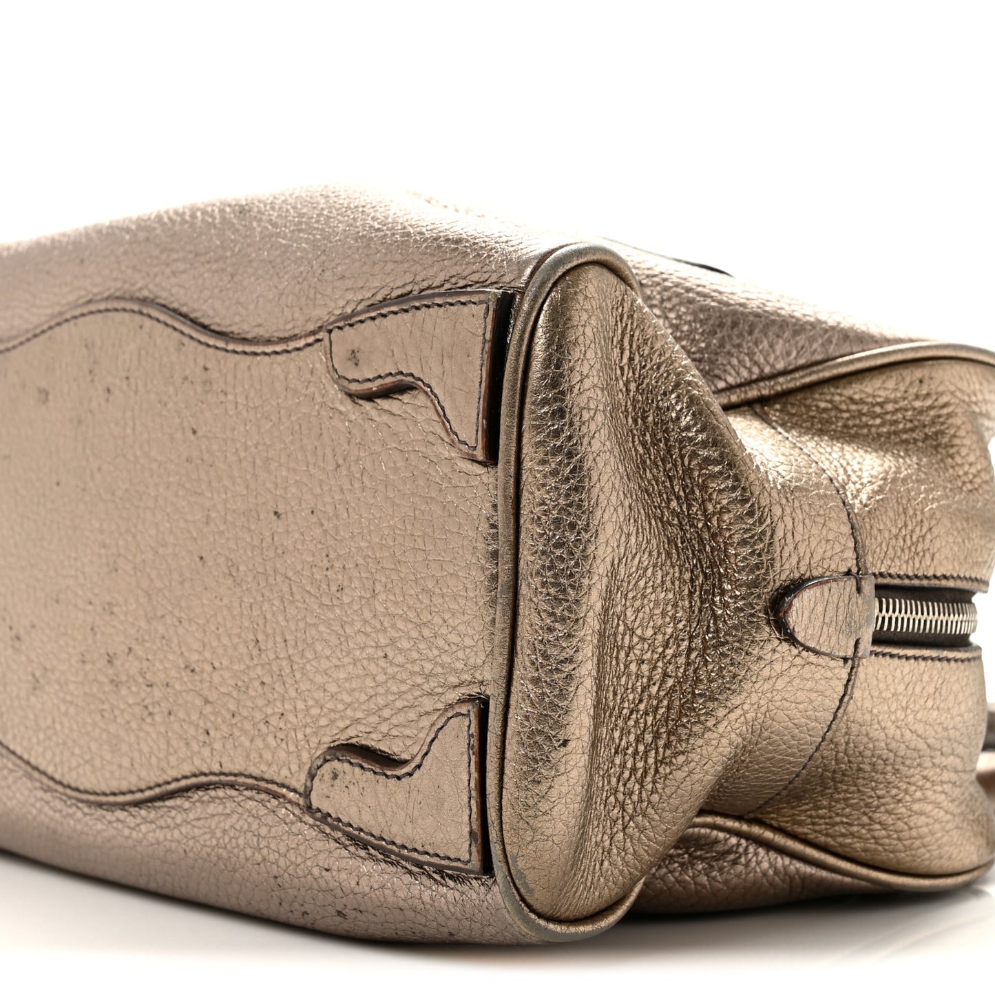 Metallic Vitello Daino Braided Bowler Piombo