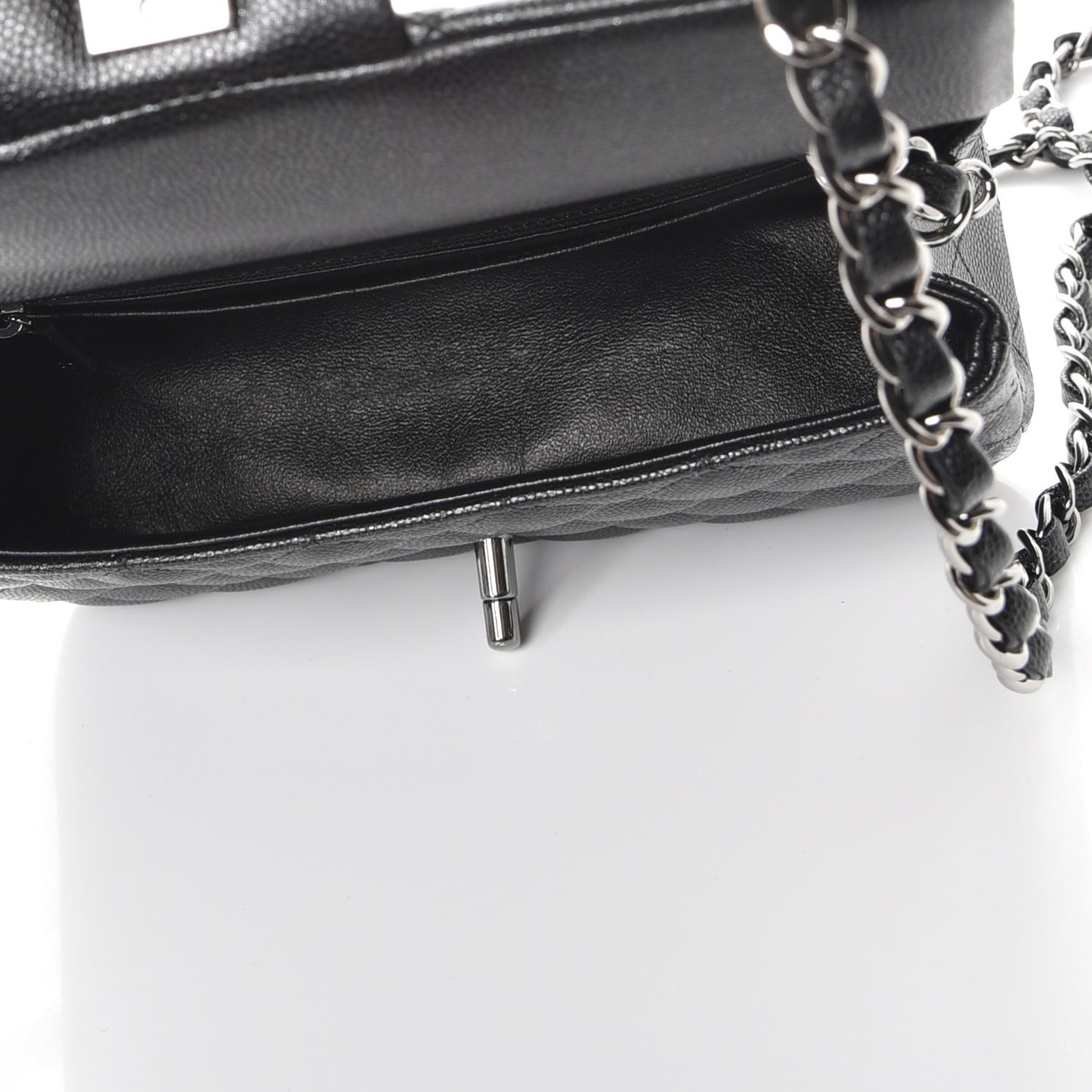 Iridescent Caviar Quilted Mini Rectangular Flap Black